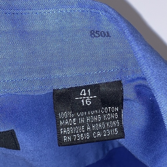 HUGO Boss Big & Tall Blue Long Sleeve Button Down Cotton Dress Shirt size 41/16 - Picture 8 of 13